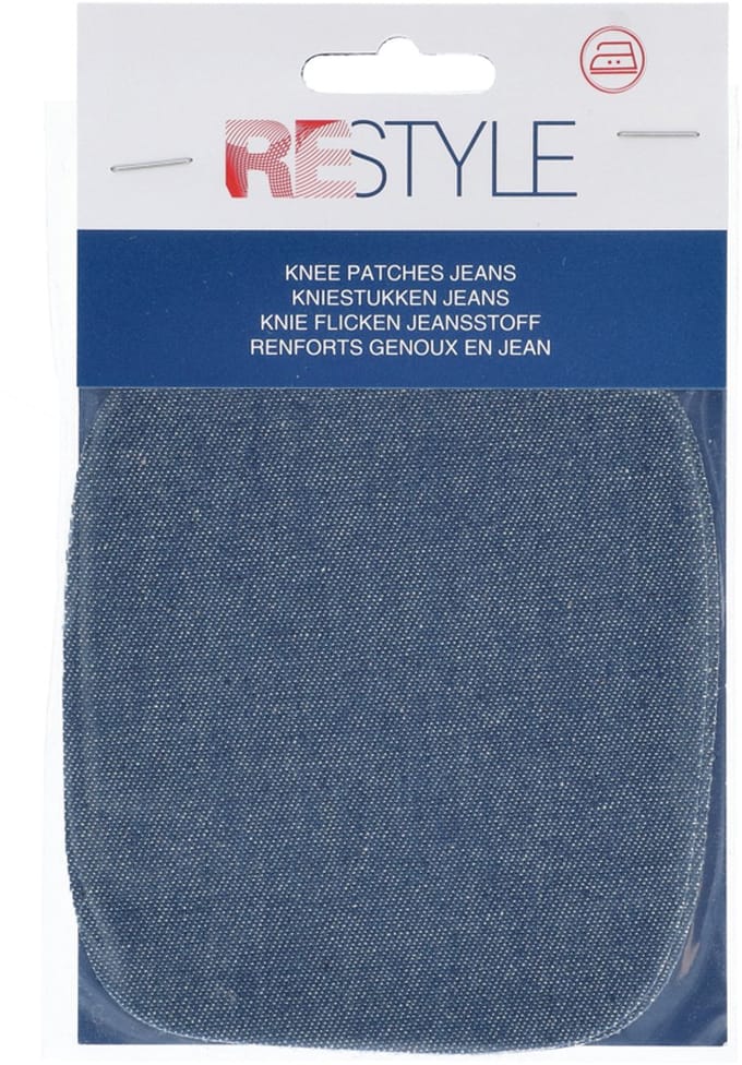 Restyle Kniestukken Jeans - Denim - 10 x 9 cm