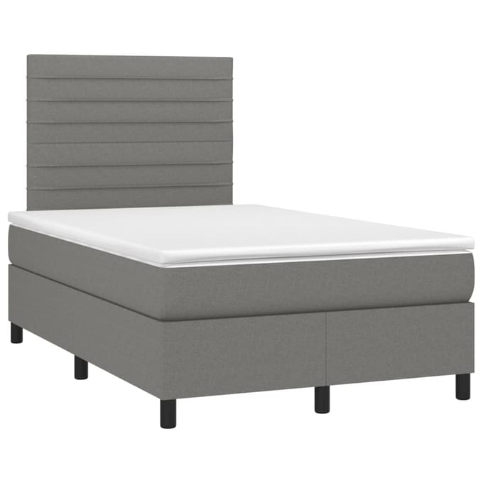 vidaXL - Boxspring - met - matras - en - LED - stof - donkergrijs - 120x200 - cm