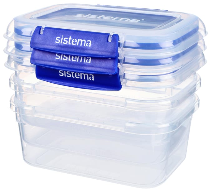 Sistema Klip It + set van 3 rechthoekige voorraaddozen 1L