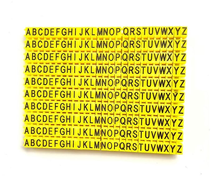 Dailygoody - Letterbuis A-Z - Kabelmarkering - Geel - C-Type Clip-on