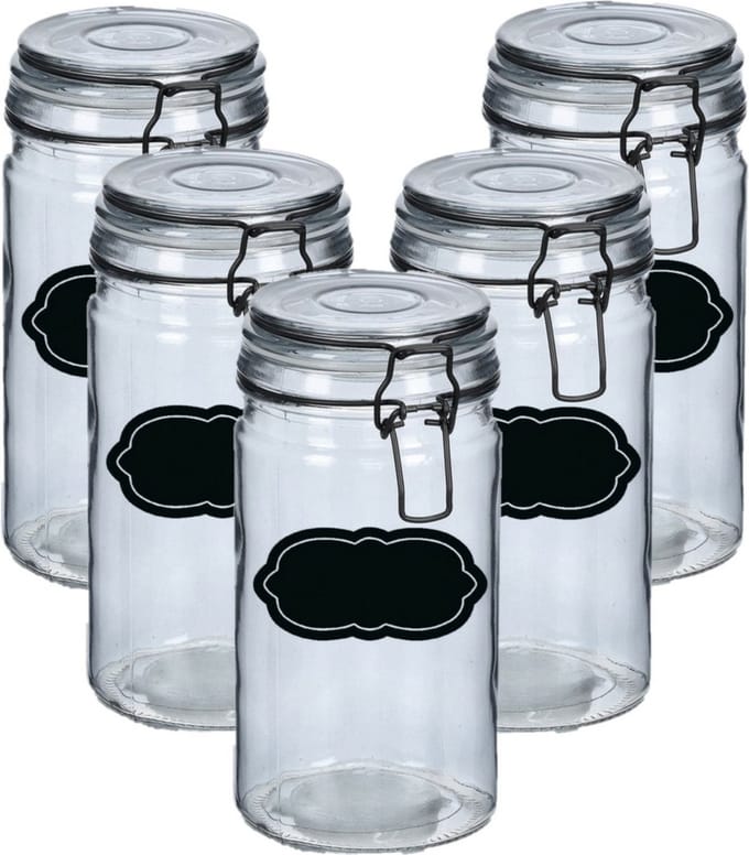 Weckpot/inmaakpot - 10x - 750 ml - glas - met beugelsluiting - incl. etiketten