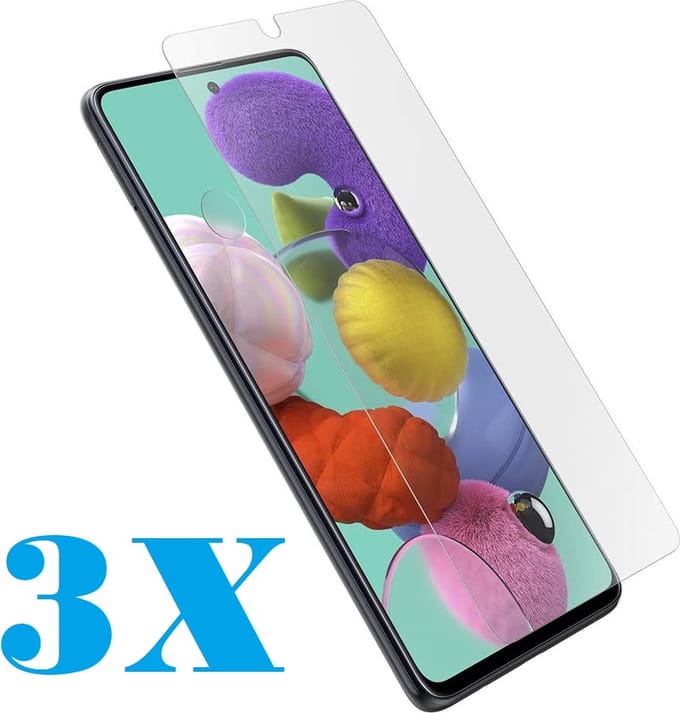 Screenprotector Glas - Tempered Glass Screen Protector Geschikt voor: Samsung Galaxy A51 / A51 5G - 3x