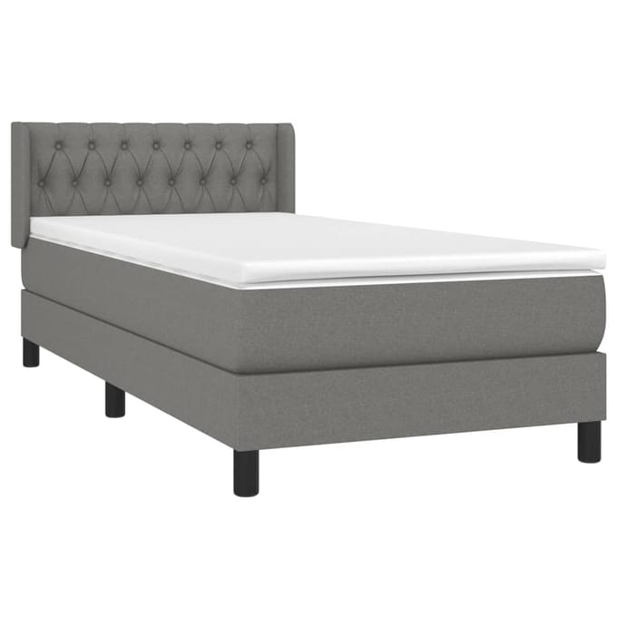vidaXL - Boxspring - met - matras - stof - donkergrijs - 90x200 - cm