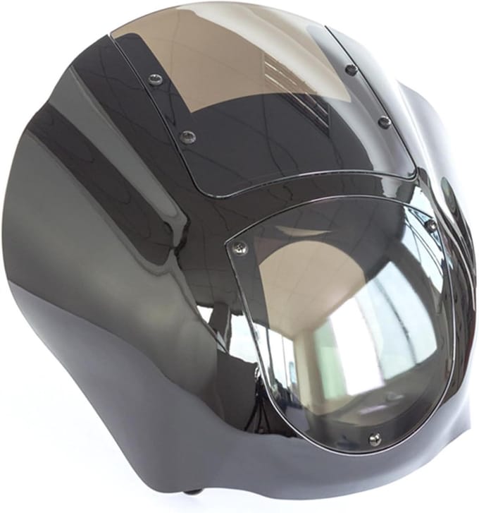 Koplamp Cover - Windscherm Kuip - Motor Customizen - Glans Zwart Plastic - 140mm Diameter - Getint