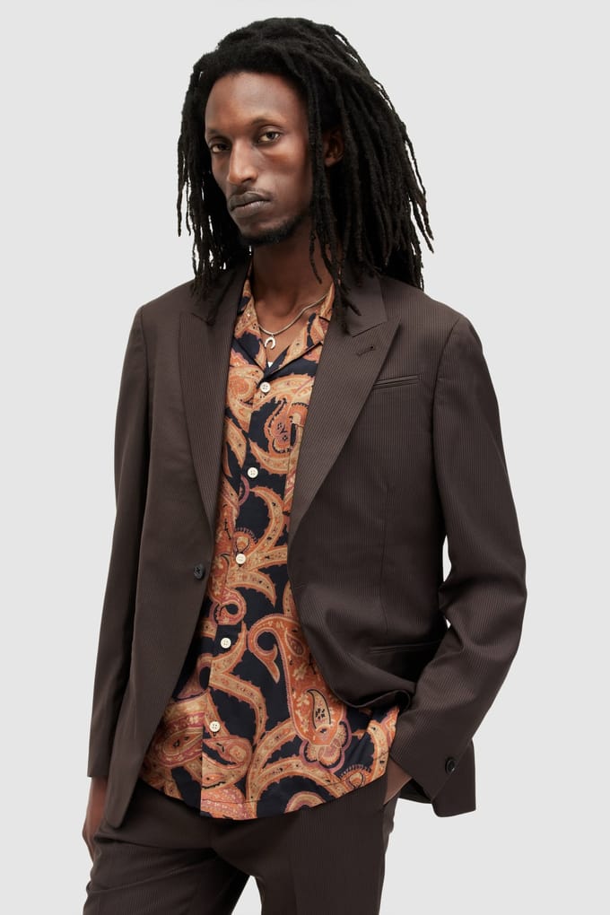 AllSaints Thorpe Blazer Tan Brown Größe: 44 | Blazer Outlet | Herren | Braun