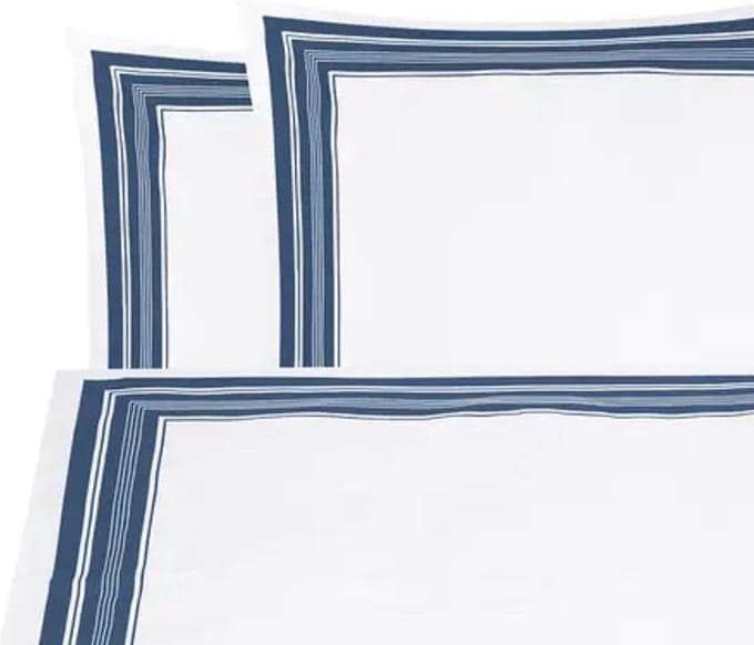 Luxe 2dlg dekbedovertrekset donker blauw wit gestreept 155x200 biokatoen