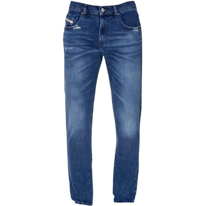 Diesel Heren D-Strukt Denim Distressed Reinforced Jeans (Blauw)