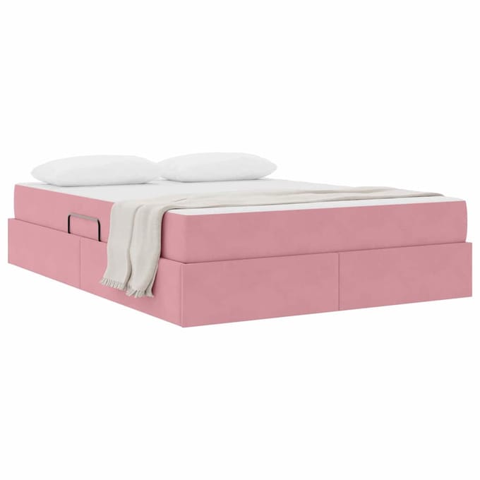 vidaXL - Opbergbed - met - matras - met - opslag - Roze - 140 - x - 200 - cm - Fluweel