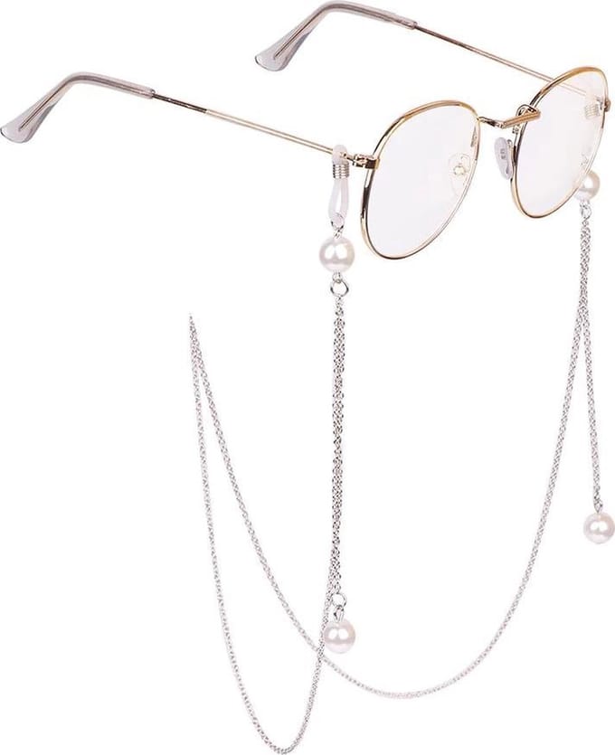 Brilketting – Brilketting - Zilver kleurig met kunst Parels