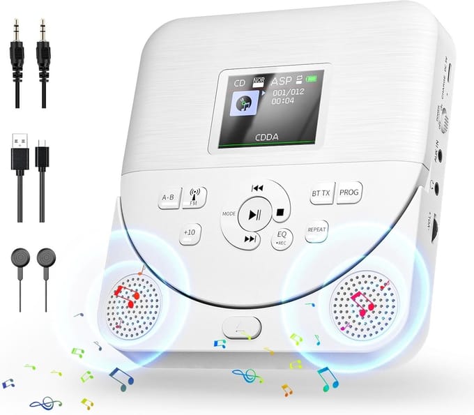 Draagbare CD-speler met Bluetooth en Ingebouwde Luidsprekers