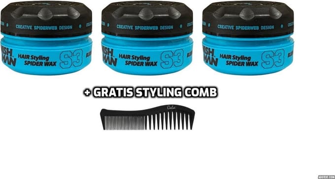 Nishman Hair Styling Spider Wax 3 stuks+ Styling Comb