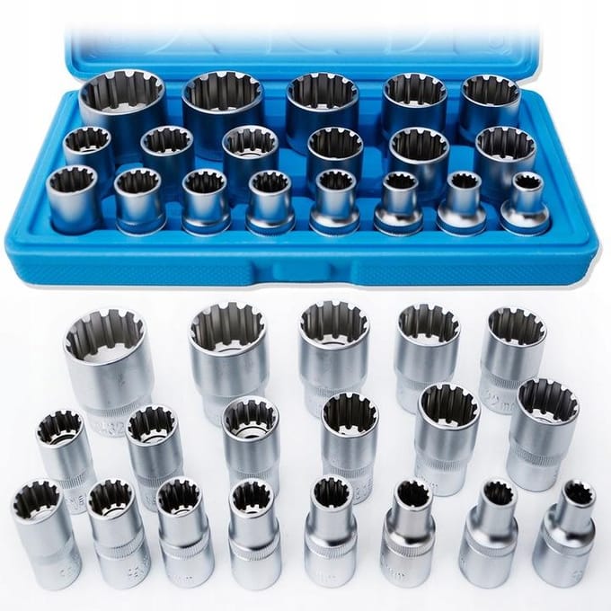 Spline Dopslagsleutel Set 1/2" 8-32mm 19 Delig