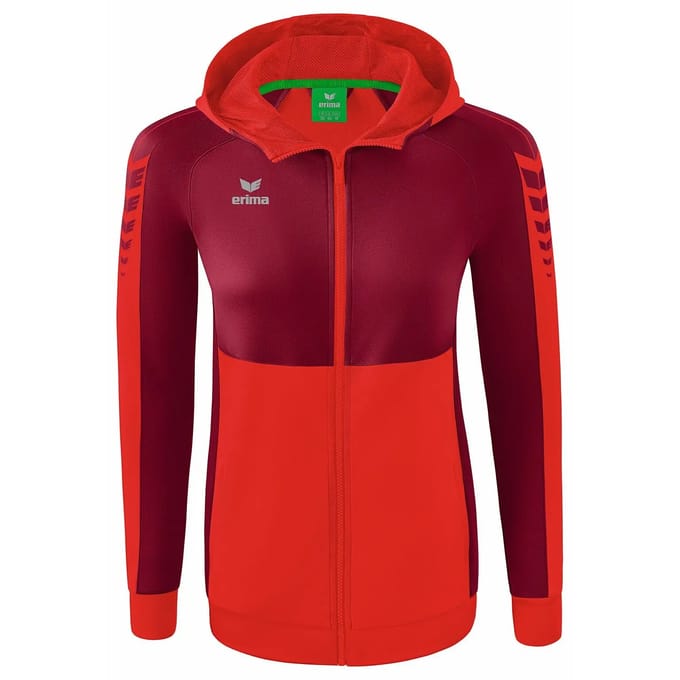 Erima Six Wings Trainingsjack Met Capuchon Dames - Bordeaux / Rood | Maat: 36
