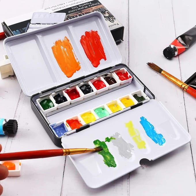 Bview Art Hot Selling Lege Aquarel Blikken Palet Verfdoos zwart
