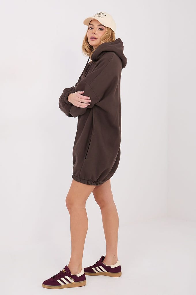 Cozy Motion Hoodie Dress - Dark brown / One Size