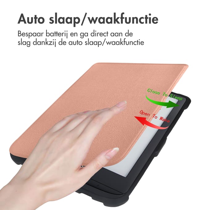 imoshion Slim Soft Case Bookcase voor de Pocketbook Touch Lux 5 / HD 3 / Basic Lux 4 / Vivlio Lux 5 - Rosé Goud