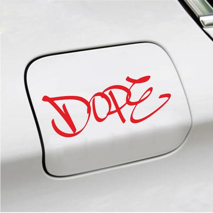 Bumpersticker - Dope - 7 X 18 - Rood