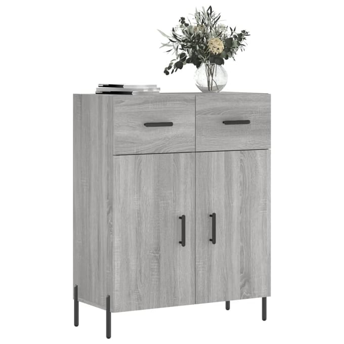 vidaXL - Dressoir - 69,5x34x90 - cm - bewerkt - hout - grijs - sonoma - eikenkleurig