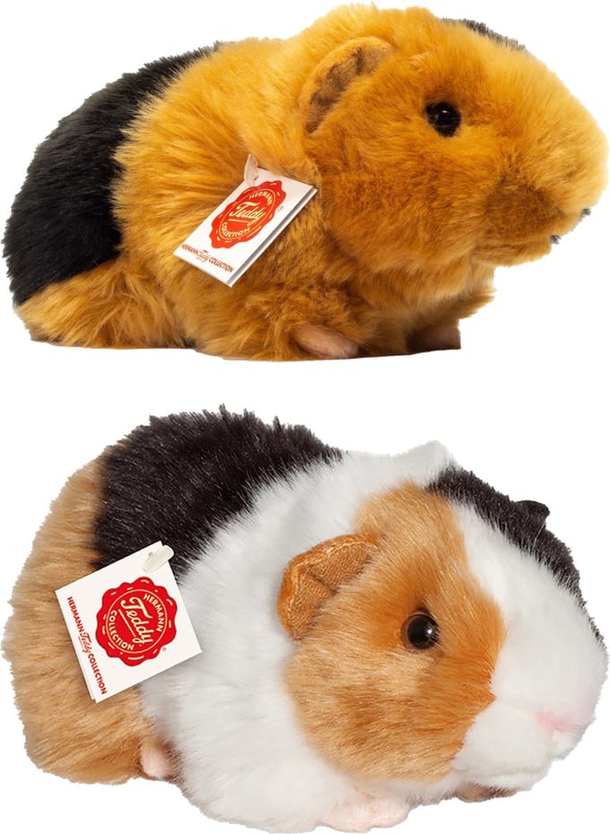 Hermann Teddy Knuffeldier Cavia set 2x stuks - zachte pluche - premium knuffels - 20cm - Kleurenmix