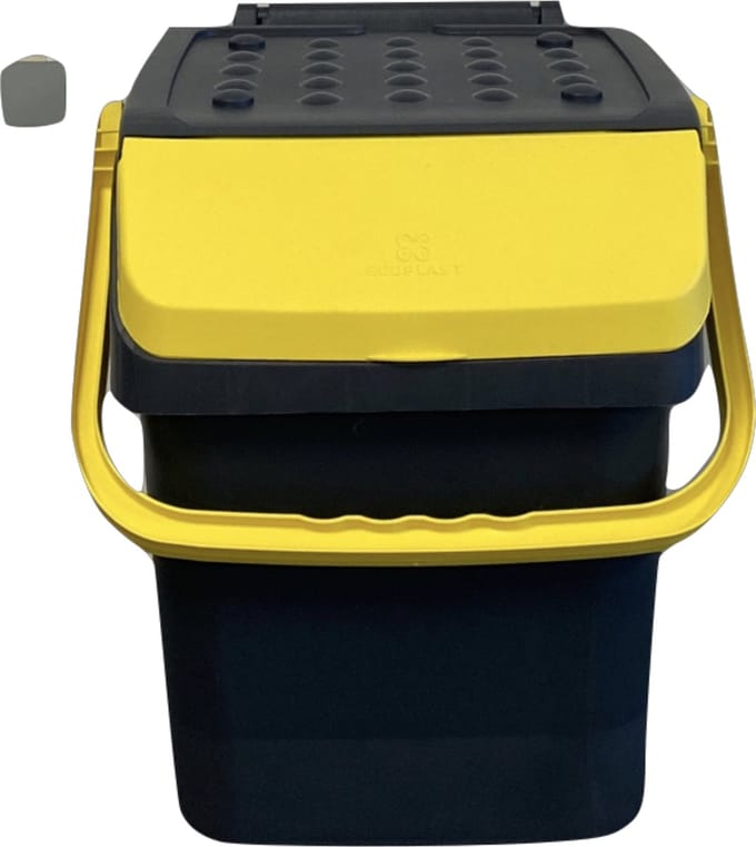 Mari afvalbak 28 liter - afvalemmer - geel - afvalscheiden papier - glas - sorteer afvalbak - sorteer bak