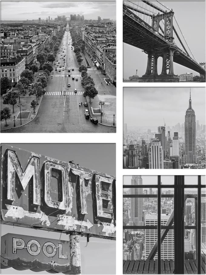 Art for the Home City Canvas Set van 5 80x60 cm