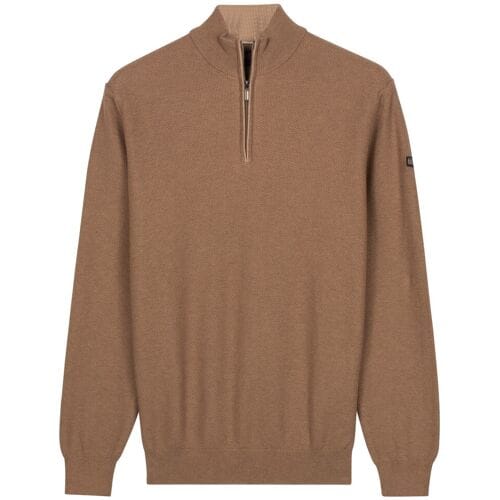 Baileys Trui Half Zip Subtle Faux-Uni Structure Knit Taupe / male