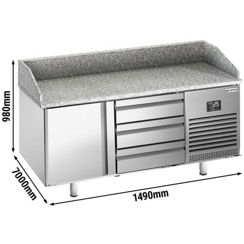 GGM Gastro Pizzakühltisch Premium PLUS - 1490x700mm - mit 1 Tür & 3 Schubladen
