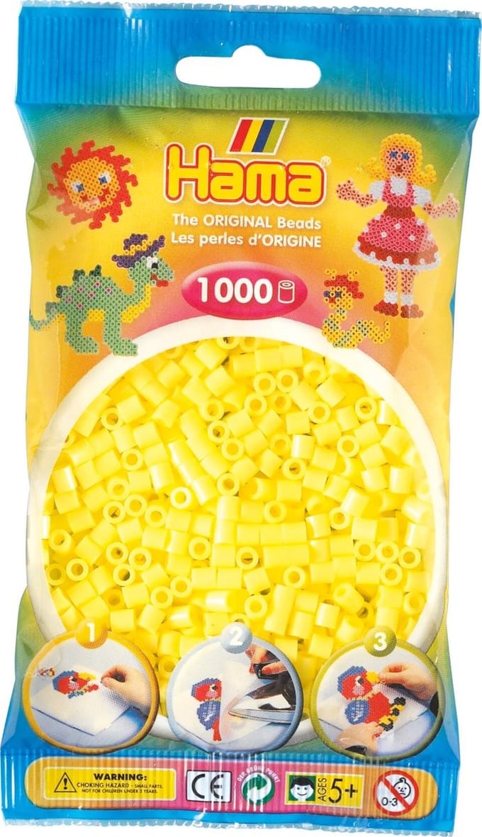 Hama - Strijkkralen - 1000 Stuks Geel Pastel