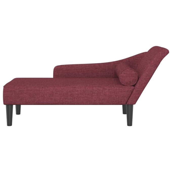 vidaXL - Chaise - longue - met - kussens - stof - wijnrood