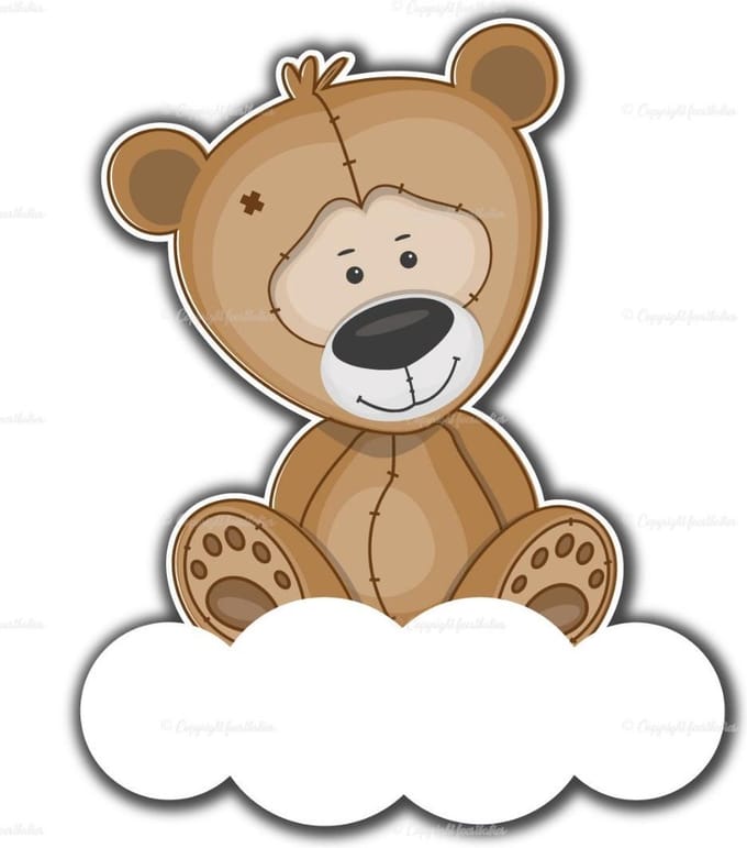 geboortebord teddybeer op wolk 75 cm