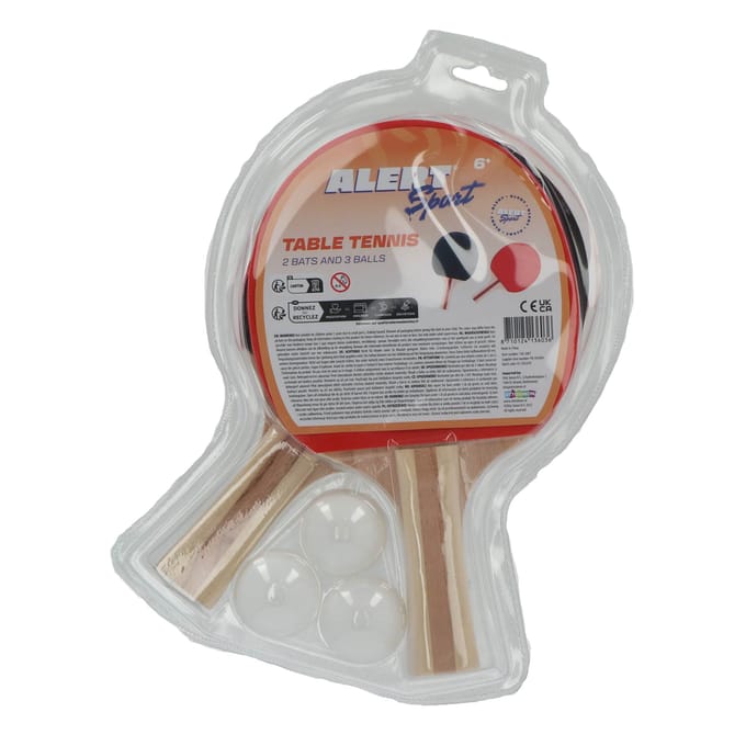 Alert Tafeltennisset - Tafeltennis Set met 2 Batjes en 3 Ballen - Pingpong Set
