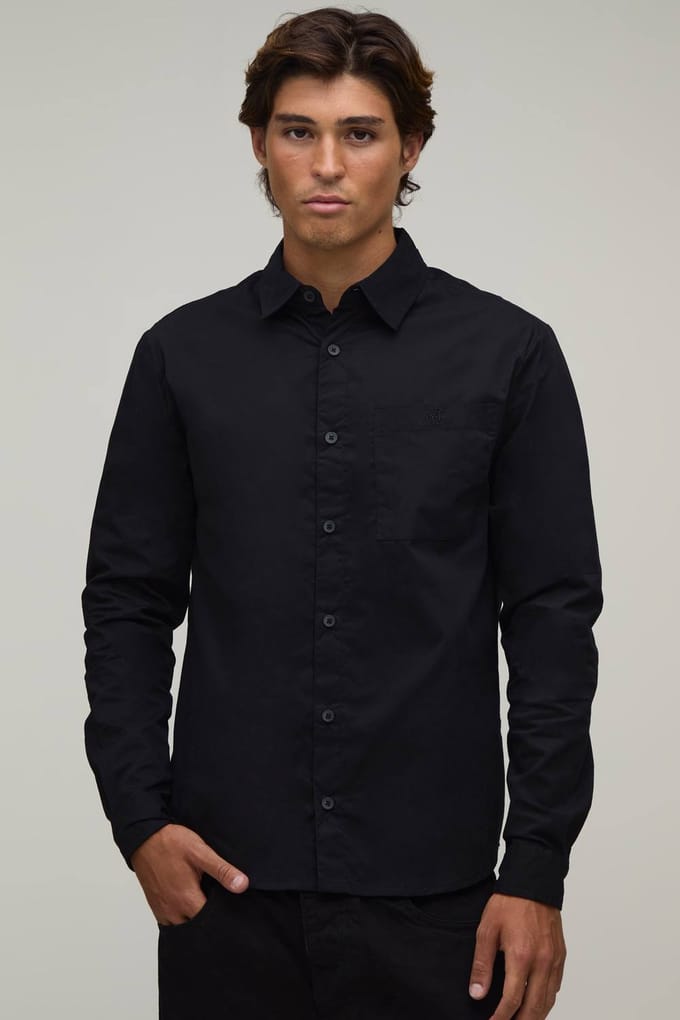 Regular Fit Katoenen Overhemd met Lange Mouwen | Black | Size XS
