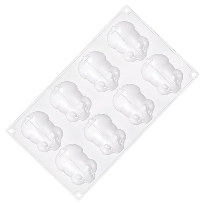 8 Holte Rat Vorm Siliconen Muis Vorm Schattige Bakvorm voor Cake Gelei Chocolade white