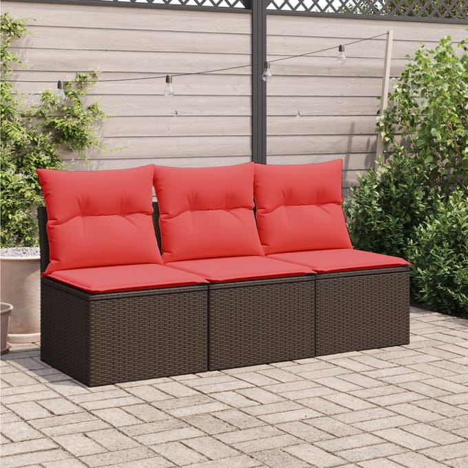 vidaXL - Tuin - Sofa - met - kussen - Bruin - 165 - x - 62 - x - 69 - cm - Poly - rattan