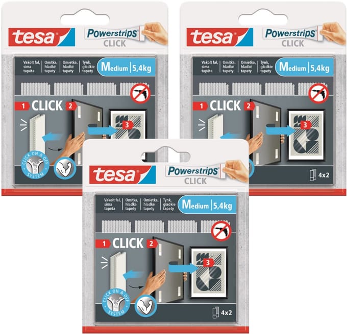 Tesa Powerstrips Click - Zelfklevende Klittenband - Maat M - 4 Paren