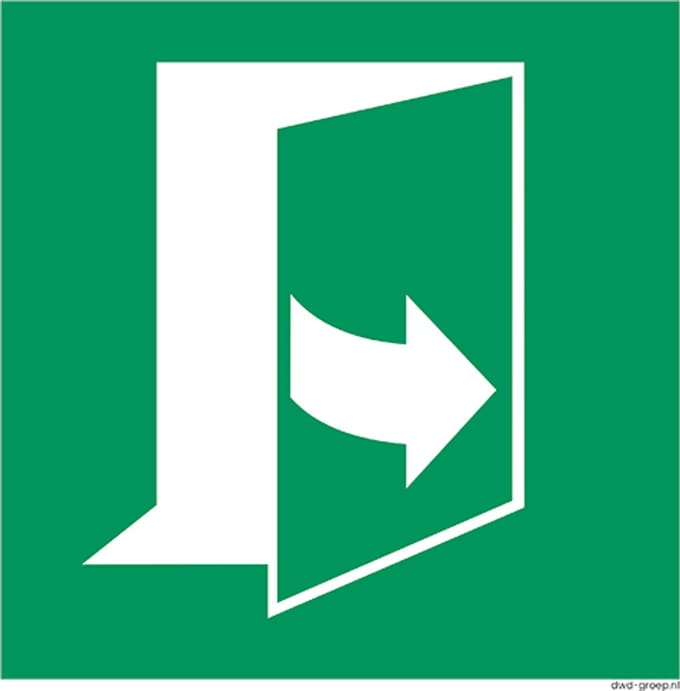 Deur links trekken sticker 200x200 mm - vinyl - ISO 7010 E057