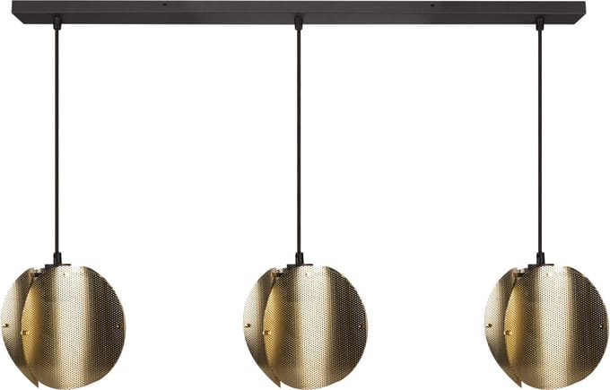 OSRAM DECOR Gevouwen Globe Hanglamp LINEAR 3x E27, Goud, Staal geëlektroplateerd, Industrieel, Textielkabel
