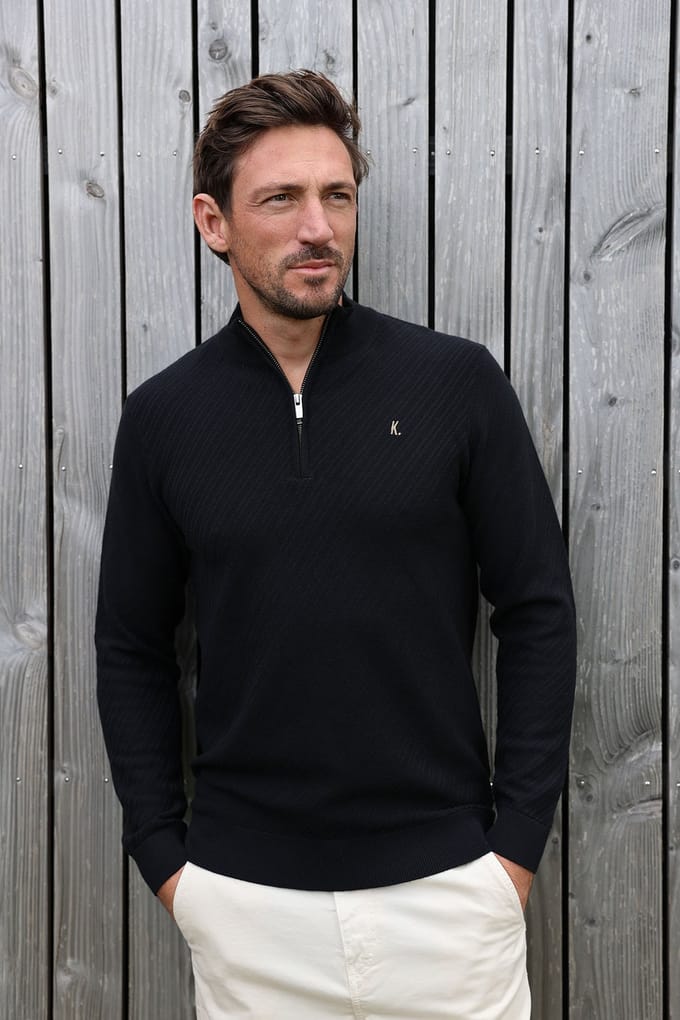 Kultivate Kn Crossed Zip Black Taglia: S | Maglioni a maglia Outlet | Uomo | Nero