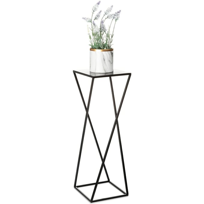 HowHomely - Moderne Loftstijl Plantenstandaard - Zwart - 70 cm - Stalen Constructie