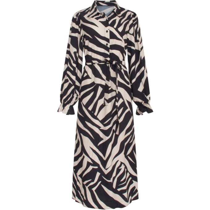 Smashed Lemon 23743-010-999 zebra print v-hals jurk voor dames |