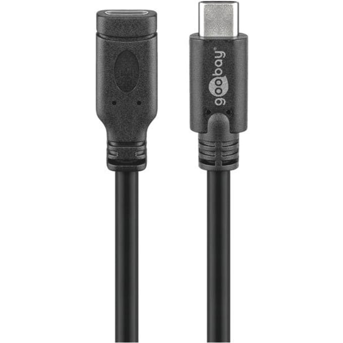 Goobay USB-C verlenging, USB 3.1 Gen 1, 1 m, zwart, USB-C > USB-C