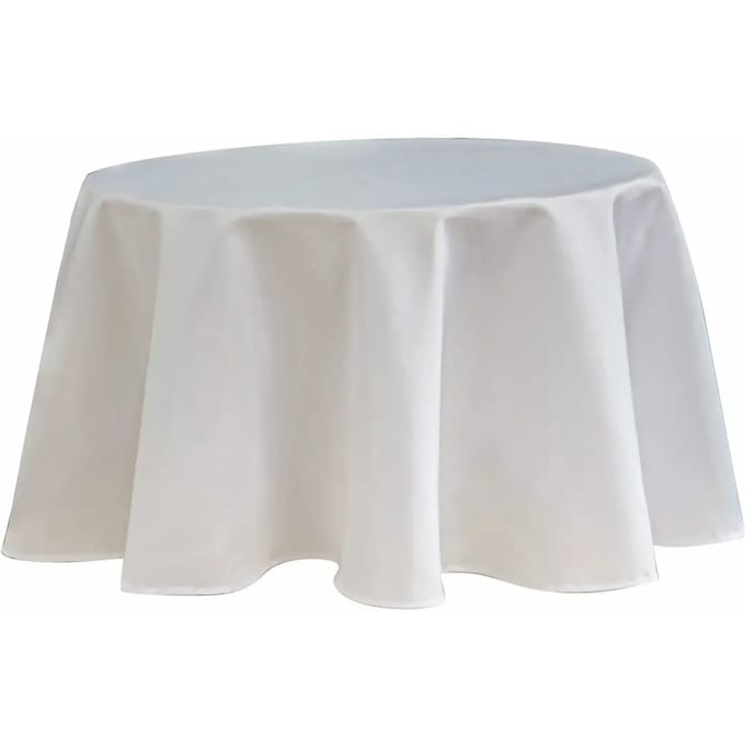 Rond Tafelkleed Uni Wit 160cm - Tafellaken Polyester - Vocht- en vuilafstotend