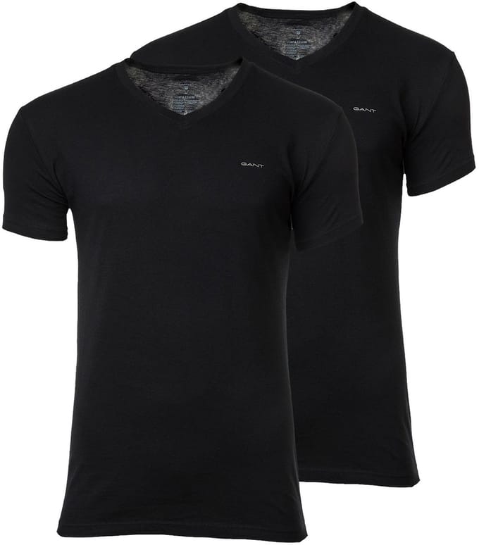 Gant T-Shirt Uni Cotton V-Neck 2Pack Zwart / male