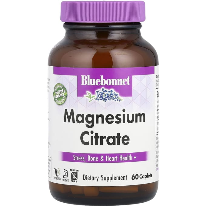 Bluebonnet Nutrition, Magnesiumcitraat, 200 mg, 60 Dragees