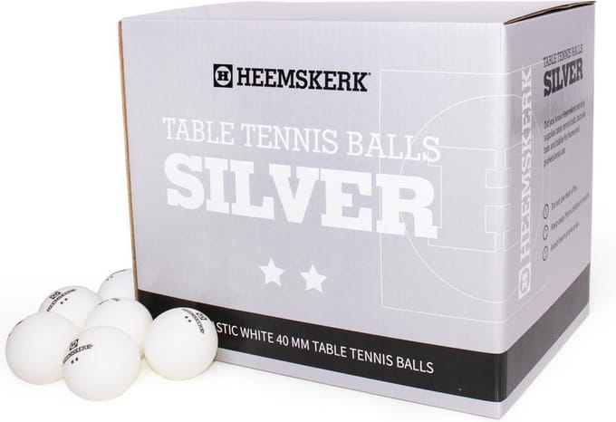 Heemskerk Silver Tafeltennisballen per 100 stuks - Wit - 2 ster