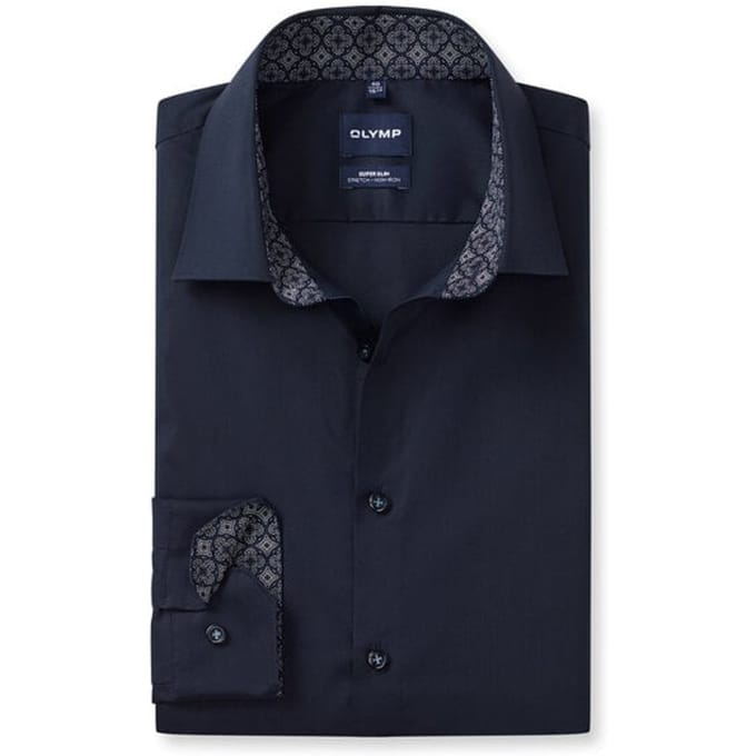 OLYMP No. Six Overhemd, Super Slim, Kent, Marineblauw