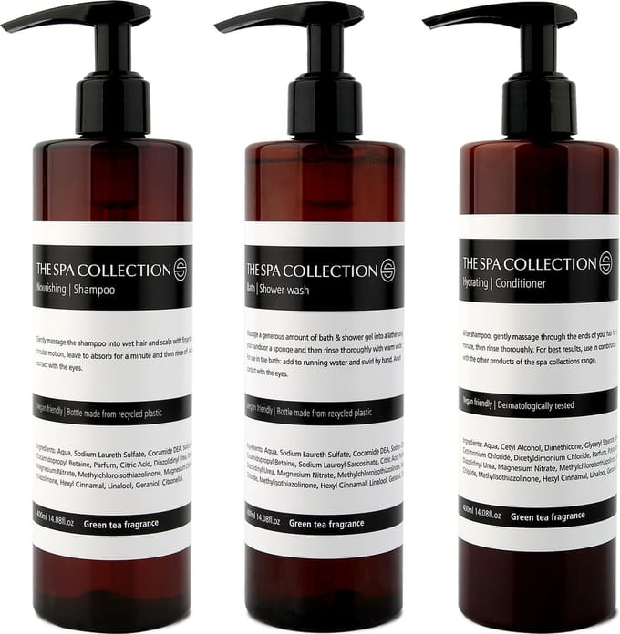 The Spa Collection Green Tea - Shampoo + Douchegel + Conditioner - 400 ml pompfles - Set van 3 stuks