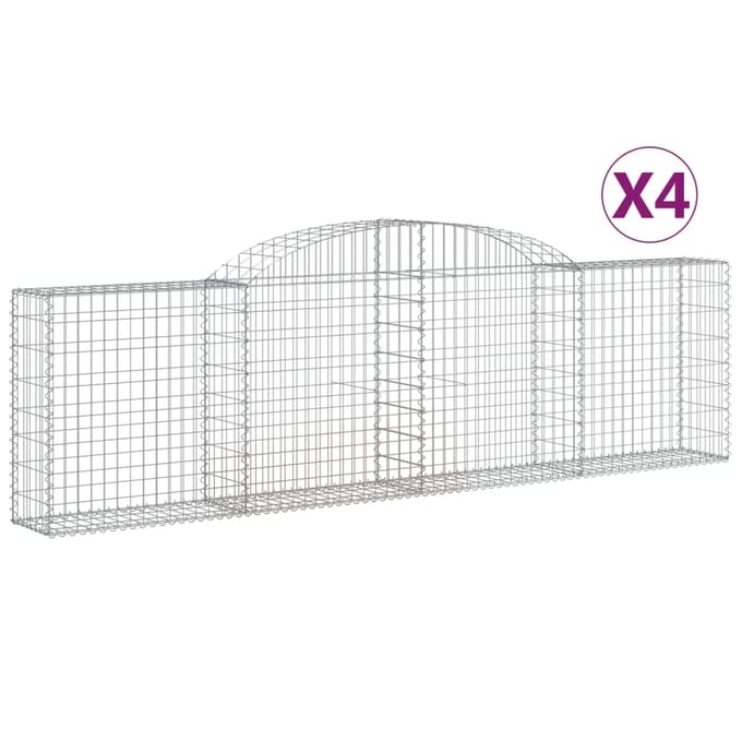 vidaXL - Schanskorven - 4 - st - gewelfd - 300x30x80/100 - cm - gegalvaniseerd - ijzer