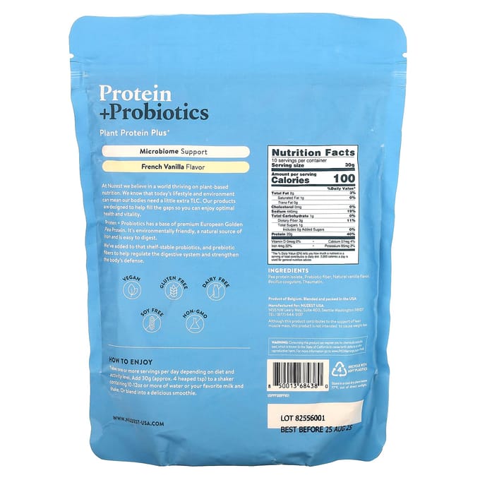 Nuzest, Protéine + Probiotique, Vanille Française, 10,6 oz (300 grammes)