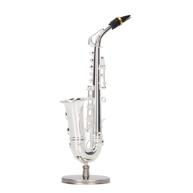 Altsaxofoon Ornamenten Mini Sax Decoratie Muziekinstrument Model Cadeau met Doos Basis 14cm white